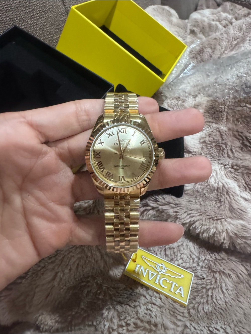 NEW Invicta Specialty 47484 Gold Tone Roman Numeral Watch Champagne Dial 50M NWT - Picture 3 of 4